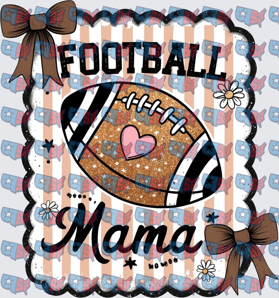 Football Mama Glitter Ball Brown Bows Daisy (DTF)