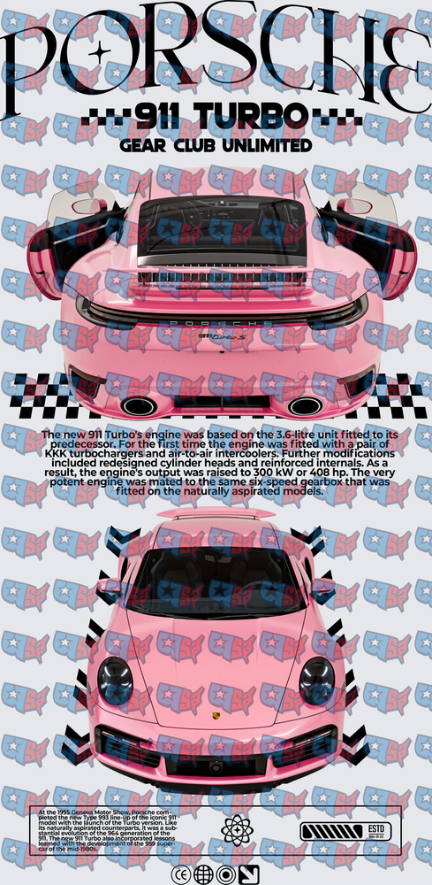 Pink Sports Car Gear Club Turbo Racing Design (DTF)