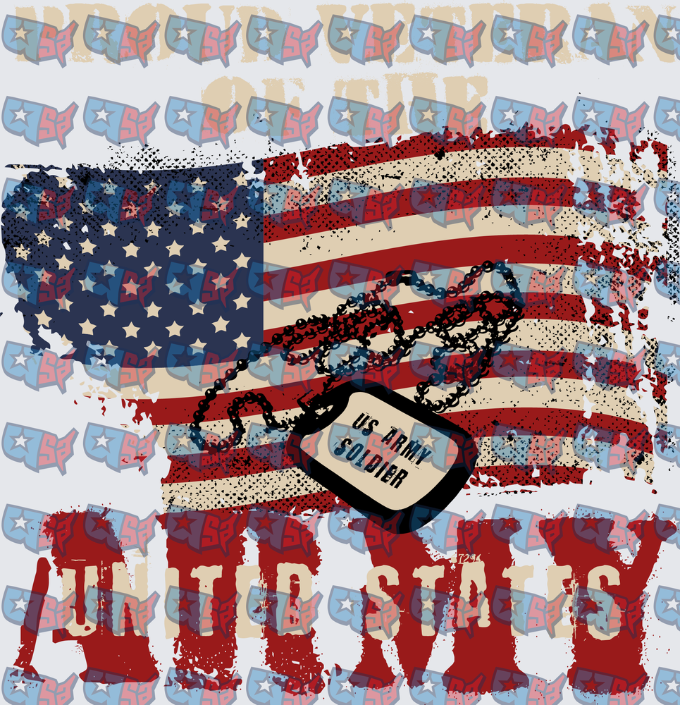 Distressed American Flag US Army Soldier Dog Tags (DTF)
