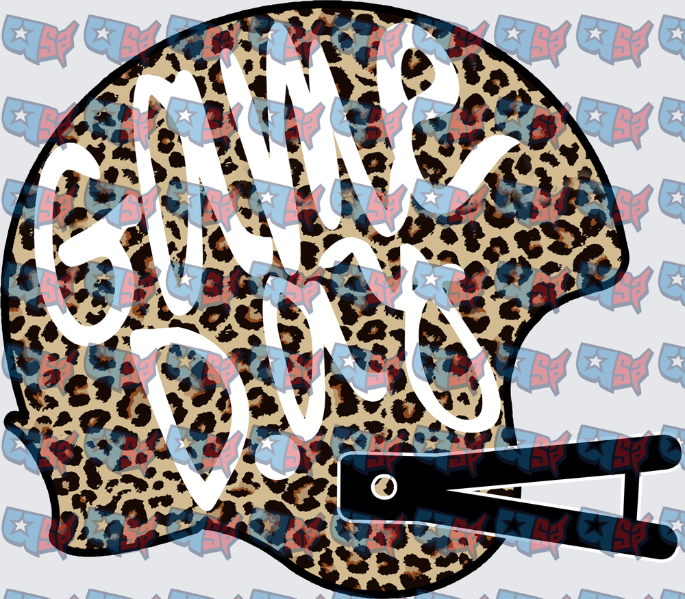 Game Day Leopard Print Football Helmet (DTF)