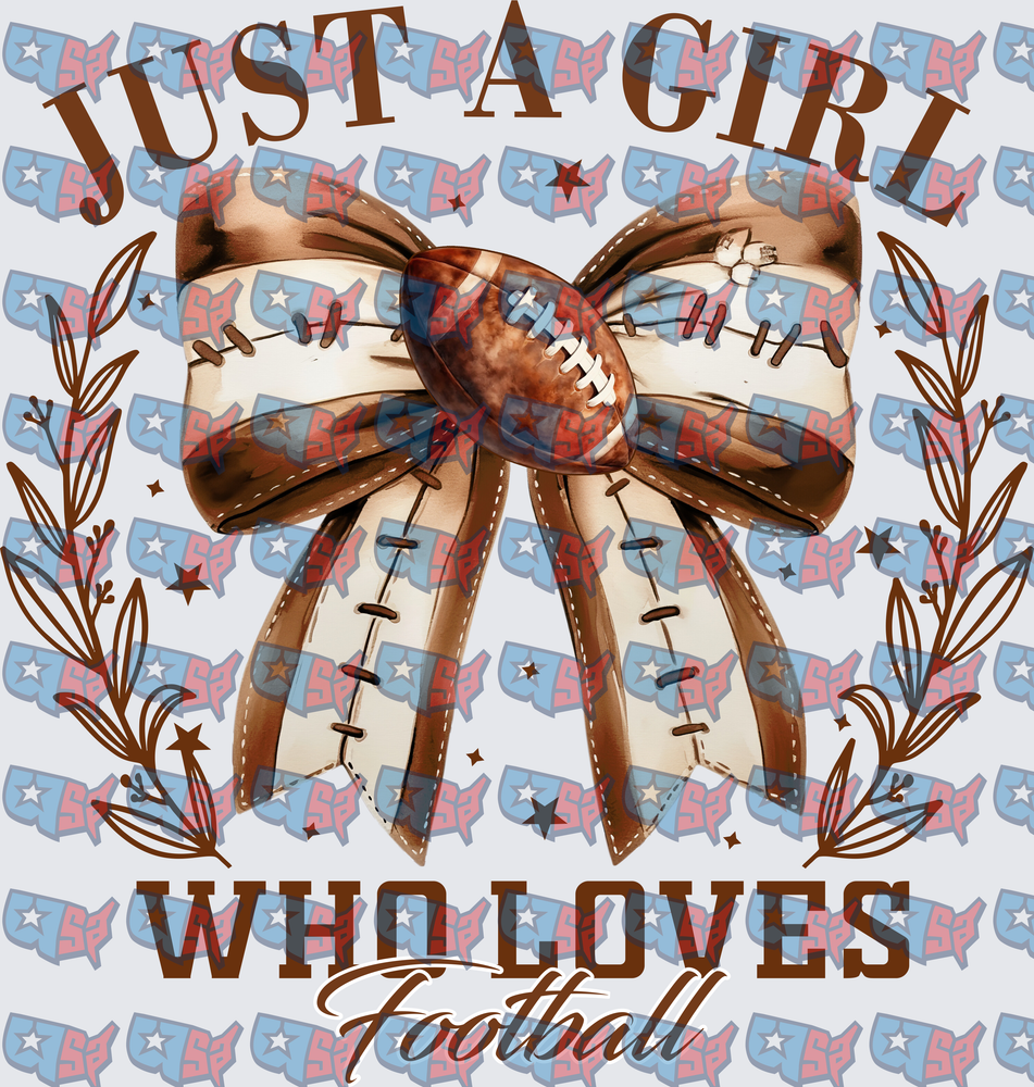Just A Girl Who Loves Football Bow Design (DTF)