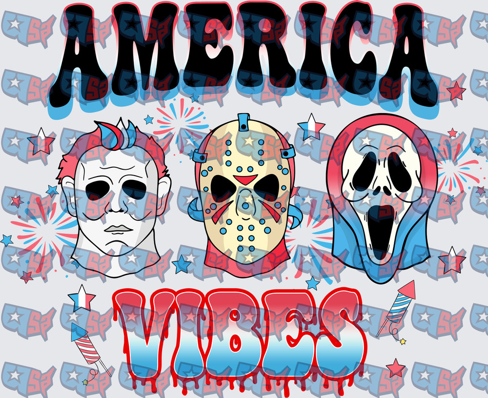 America Vibes Horror Mask Trio Patriotic 4th of July (DTF)
