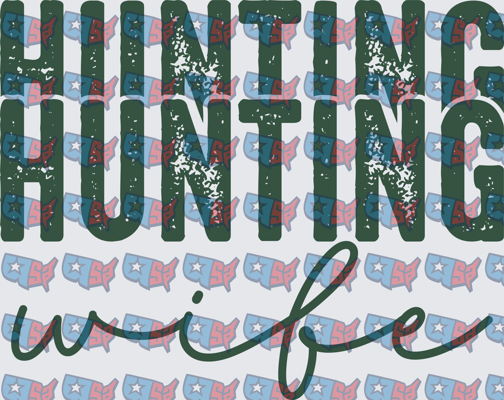Hunting Wife Distressed Patriotic Typography (DTF)