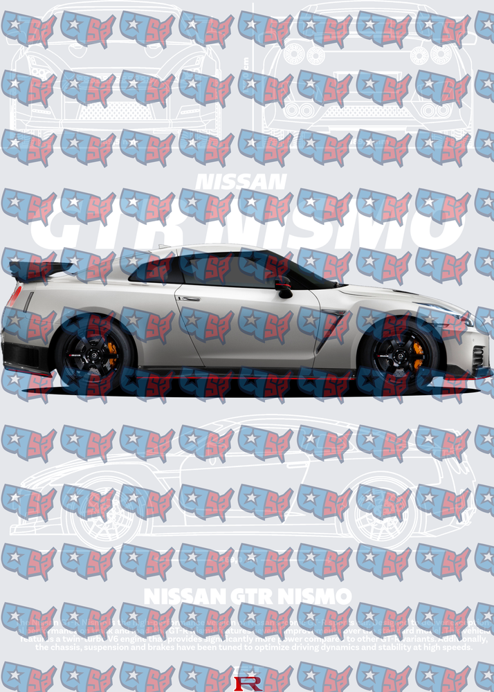 Silver Japanese Sports Car Side Profile Blueprint (DTF)