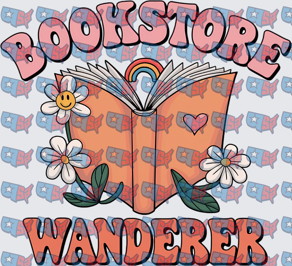 Bookstore Wanderer Retro Floral Open Book (DTF)