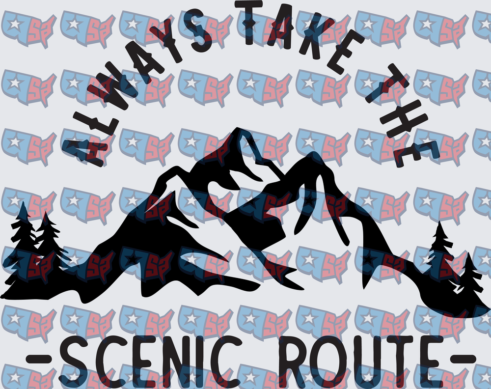 Always Take The Scenic Route Mountain Trees (DTF)