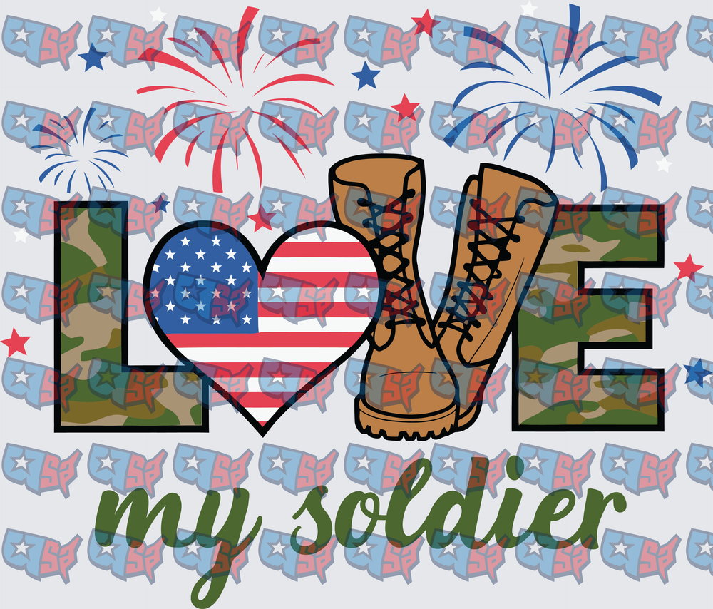 Love My Soldier Camo Military Boots Patriotic (DTF)