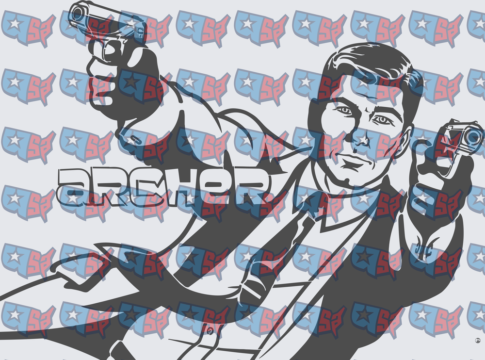 Suave Spy Agent Dual Wielding Pistols Graphic (DTF)