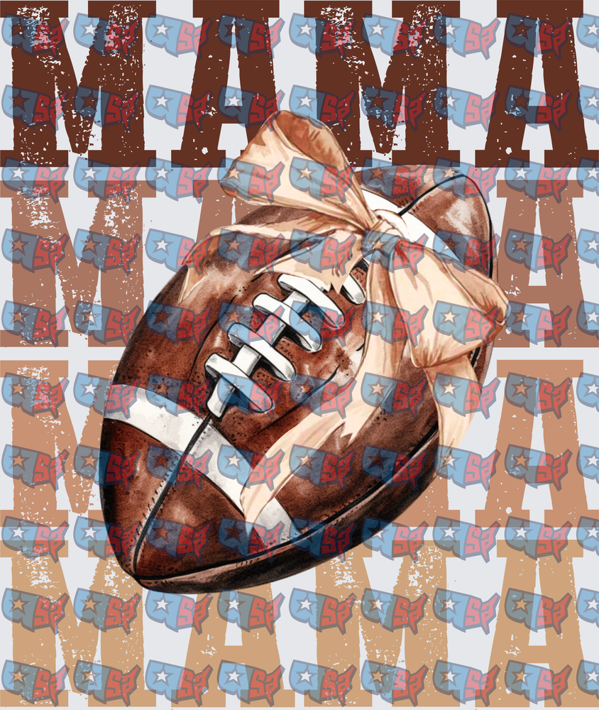 Mama Football Bow Distressed Graphic (DTF)