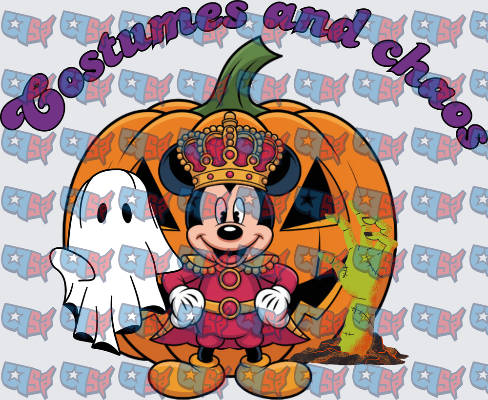 Costumes And Chaos Halloween King Mouse Pumpkin Ghost (DTF)