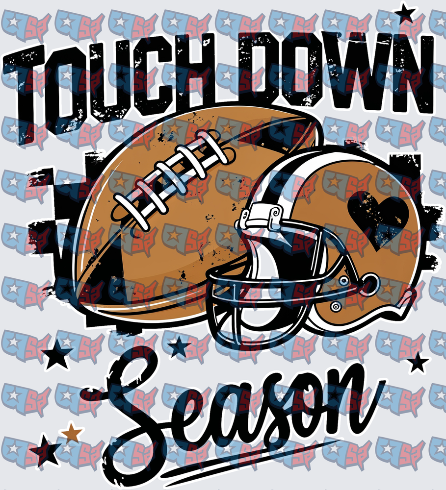 Touchdown Season Football Helmet Distressed Graphic (DTF)