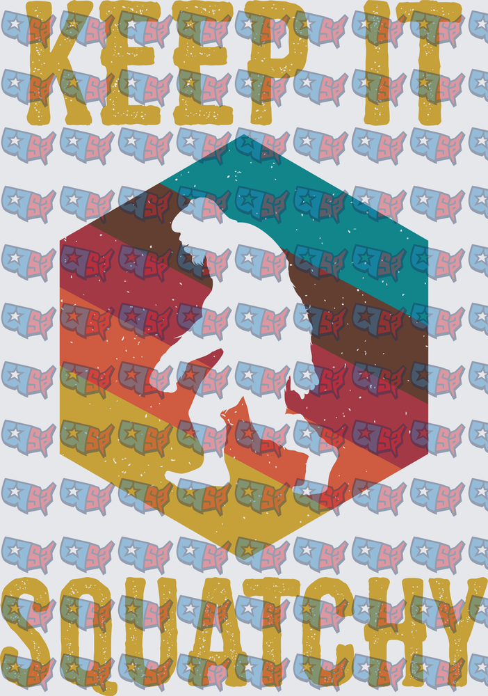 Keep It Squatchy Retro Bigfoot Hexagon Design (DTF)