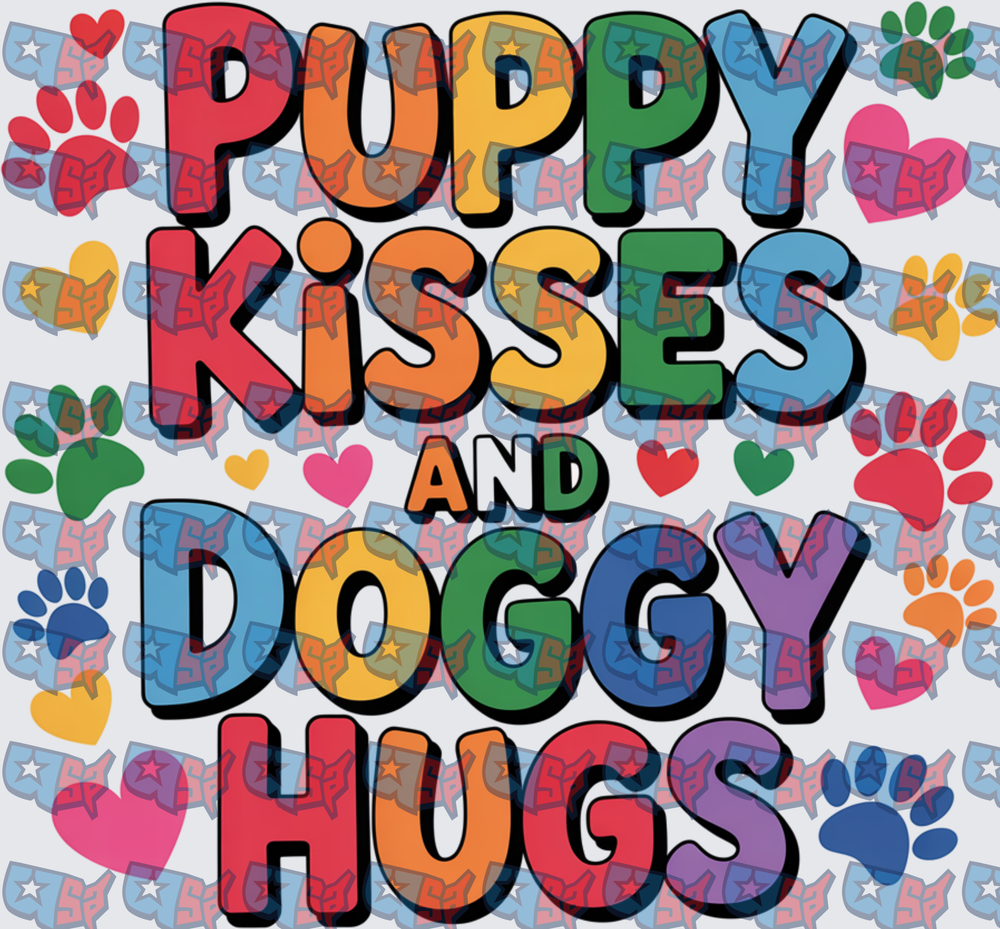 Puppy Kisses And Doggy Hugs Colorful Paw Print (DTF)