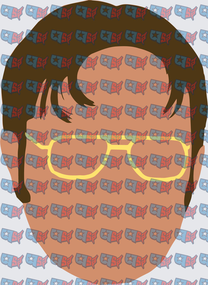 Minimalist Face With Yellow Glasses Brown Hair (DTF)
