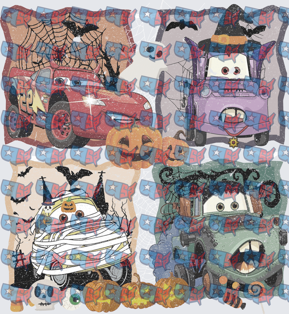 Halloween Animated Racing Cars Spooky Costumes Bundle (DTF)