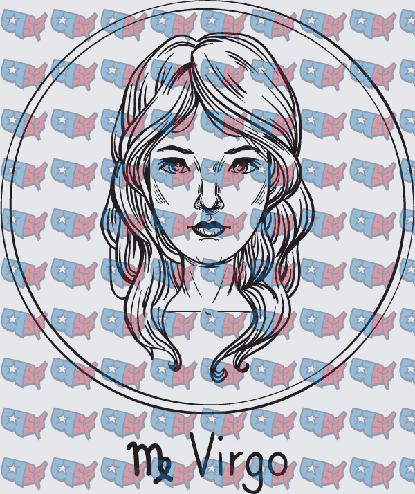 Virgo Zodiac Sign Woman Circle Portrait (DTF)