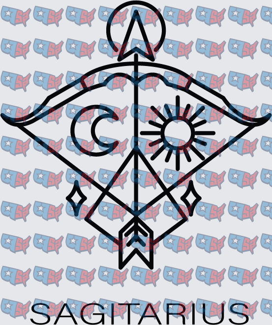 Sagittarius Zodiac Bow Arrow Sun Moon Symbol (DTF)