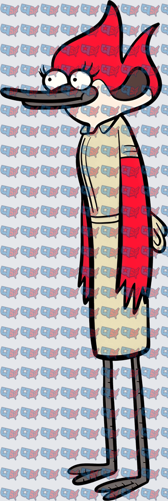Red Crested Woodpecker Cartoon Character Side View (DTF)