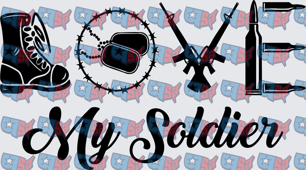 Love My Soldier Military Boot Dog Tags Rifles Bullet (DTF)