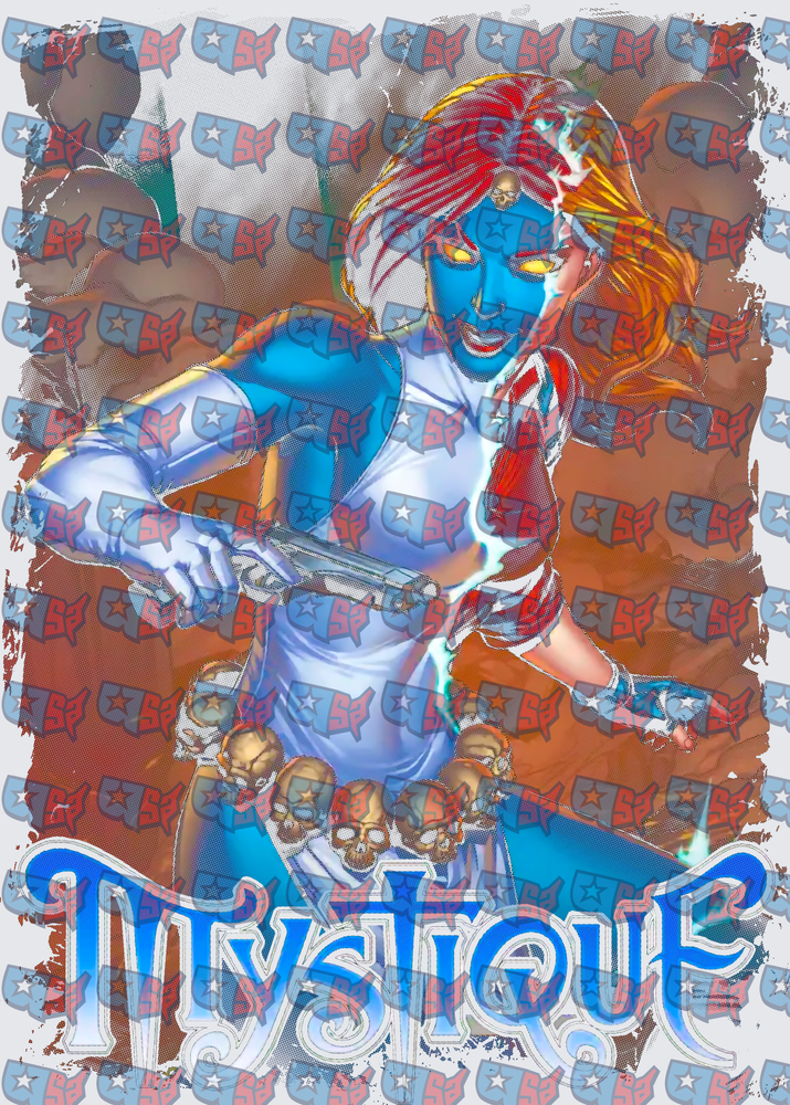 Blue Shape-Shifting Villainess With Skulls And Gun (DTF)