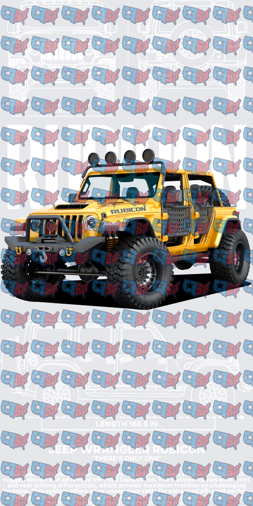 Yellow Off-Road 4x4 Rubicon Jeep Illustration (DTF)
