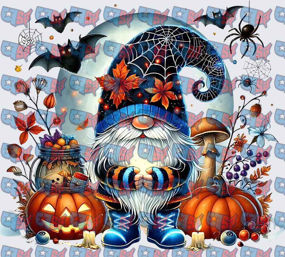 Halloween Gnome with Spiderweb Hat and Pumpkins (DTF)