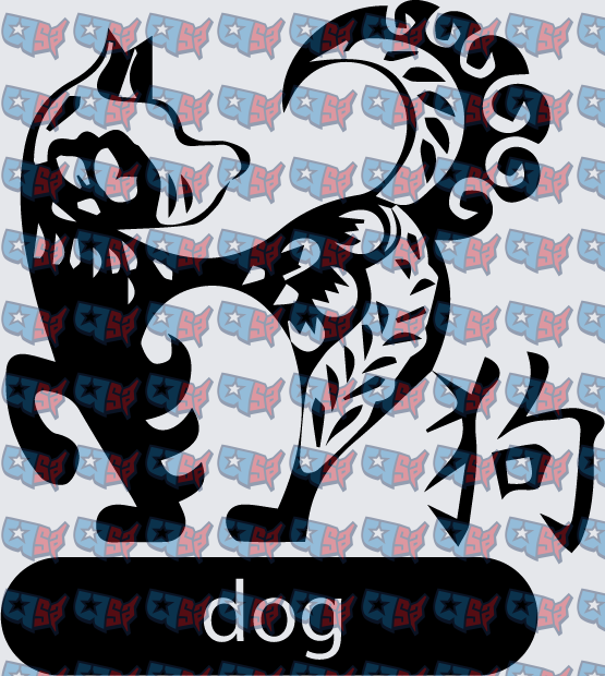 Chinese Zodiac Dog Tribal Floral Symbol (DTF)