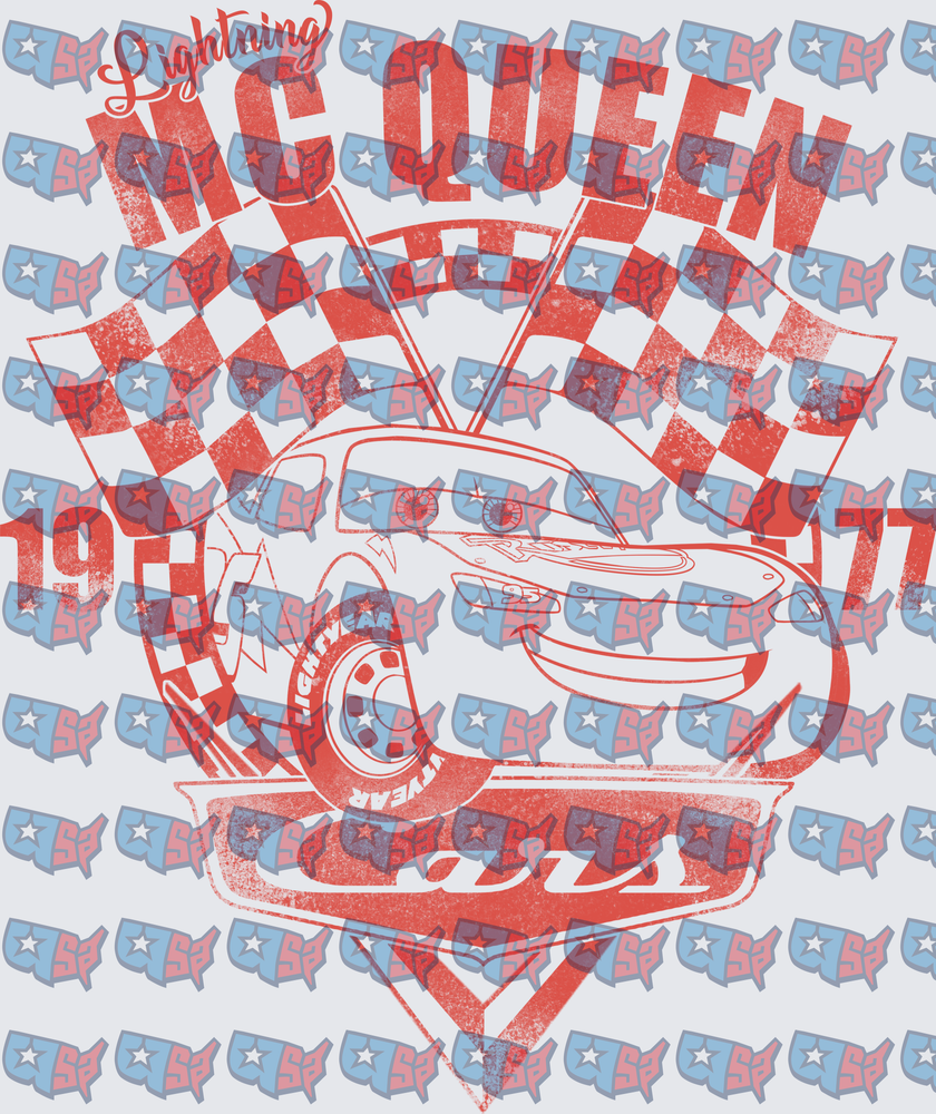 Lightning McQueen Vintage Racing Checkered Flag Design (DTF)