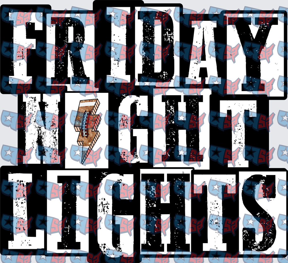 Friday Night Lights Distressed Football Lightning Bolt (DTF)