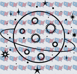 Patriotic Planet With Gears And Stars (DTF)