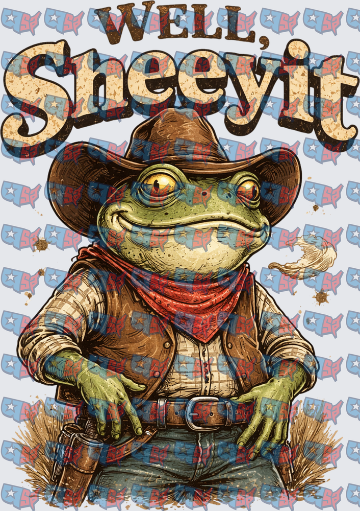 Well Sheeyit Cowboy Frog Western Humor (DTF)
