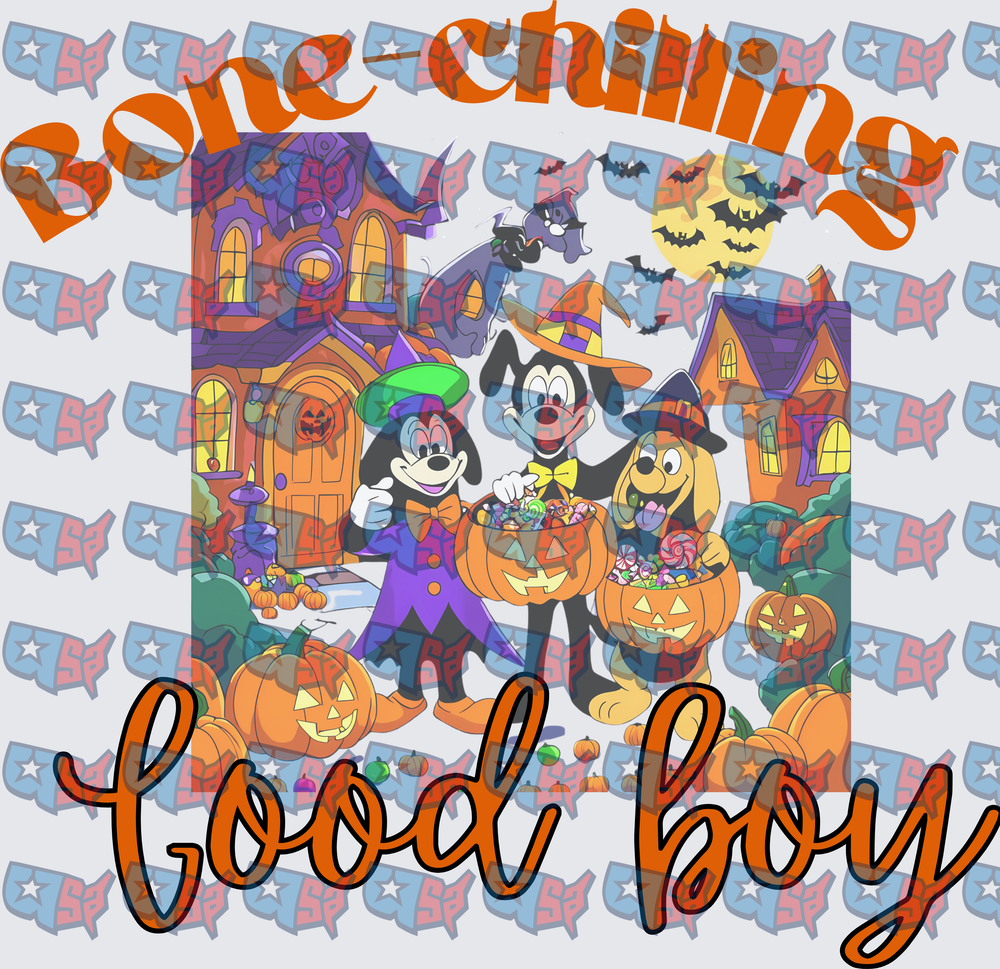 Bone Chilling Good Boy Halloween Cartoon Dogs Trick Or Treat (DTF)