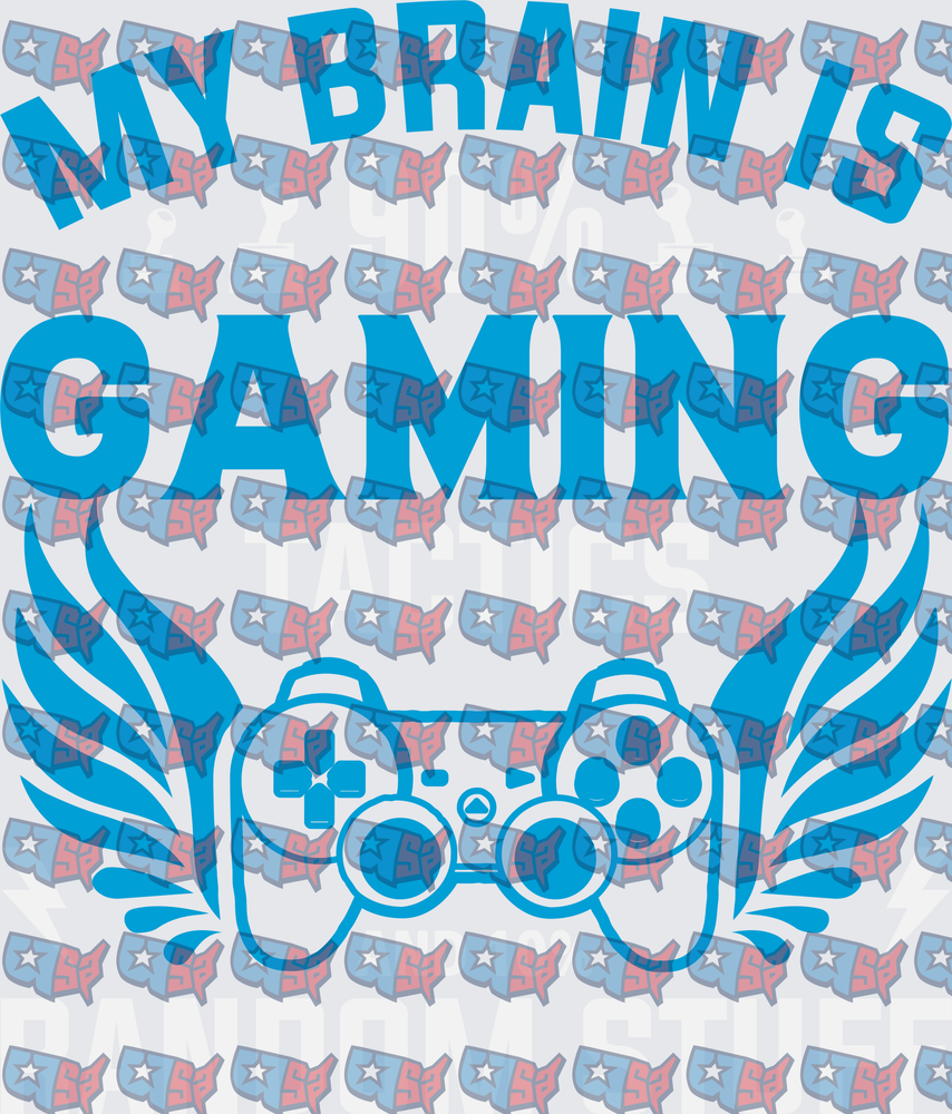 My Brain Is Gaming Controller Wings Graphic (DTF)