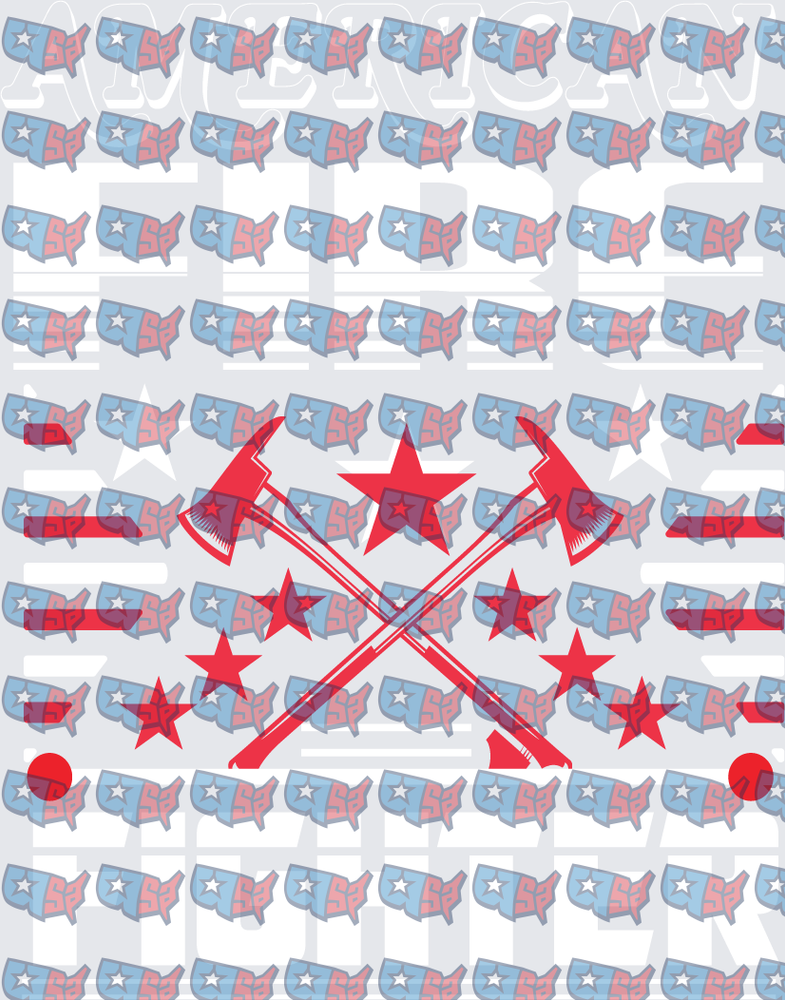 American Firefighter Crossed Axes Red Stars Design (DTF)