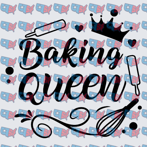 Baking Queen Crown Rolling Pin Whisk Design (DTF)