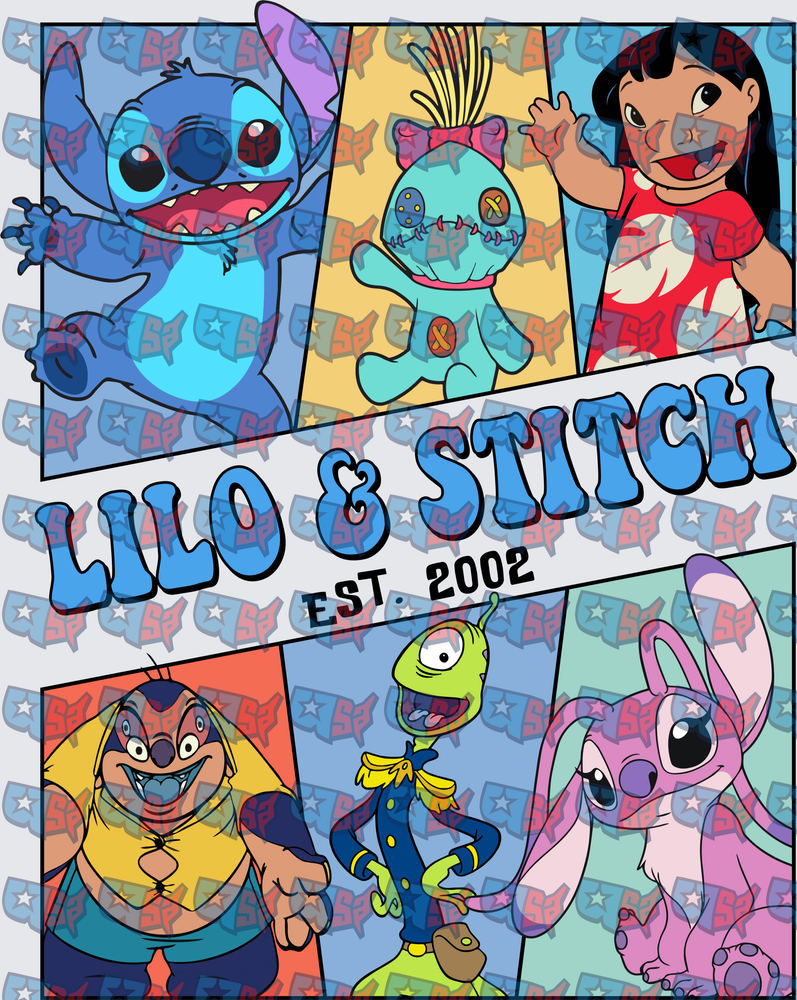 Lilo & Stitch Est. 2002 Character Collage Panel (DTF)