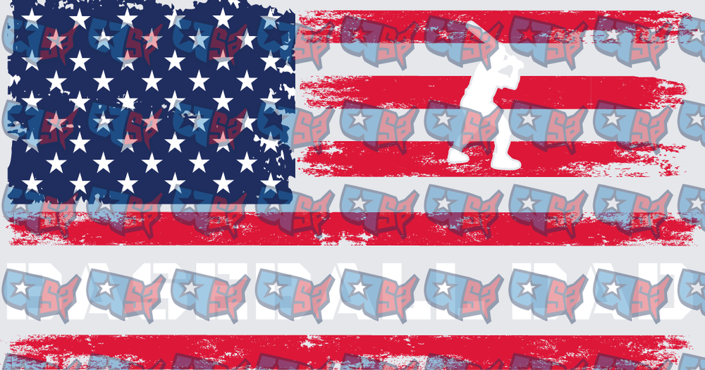 Distressed American Flag Baseball Batter Silhouette (DTF)