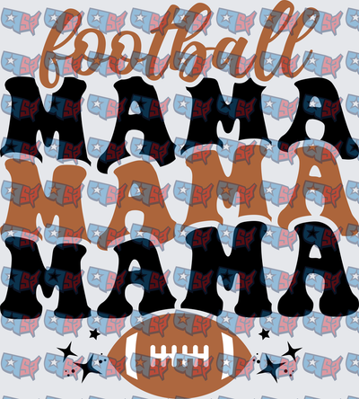 Football Mama Stacked Lettering with Football (DTF)