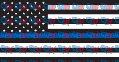 Thin Blue Line American Flag Pattern Design (DTF)