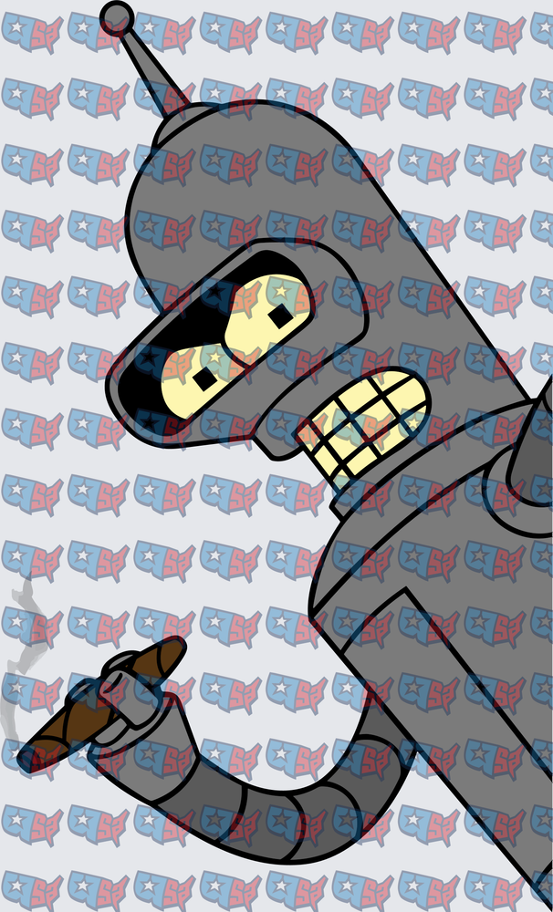 Futuristic Robot Smoking Cigar Side Profile (DTF)