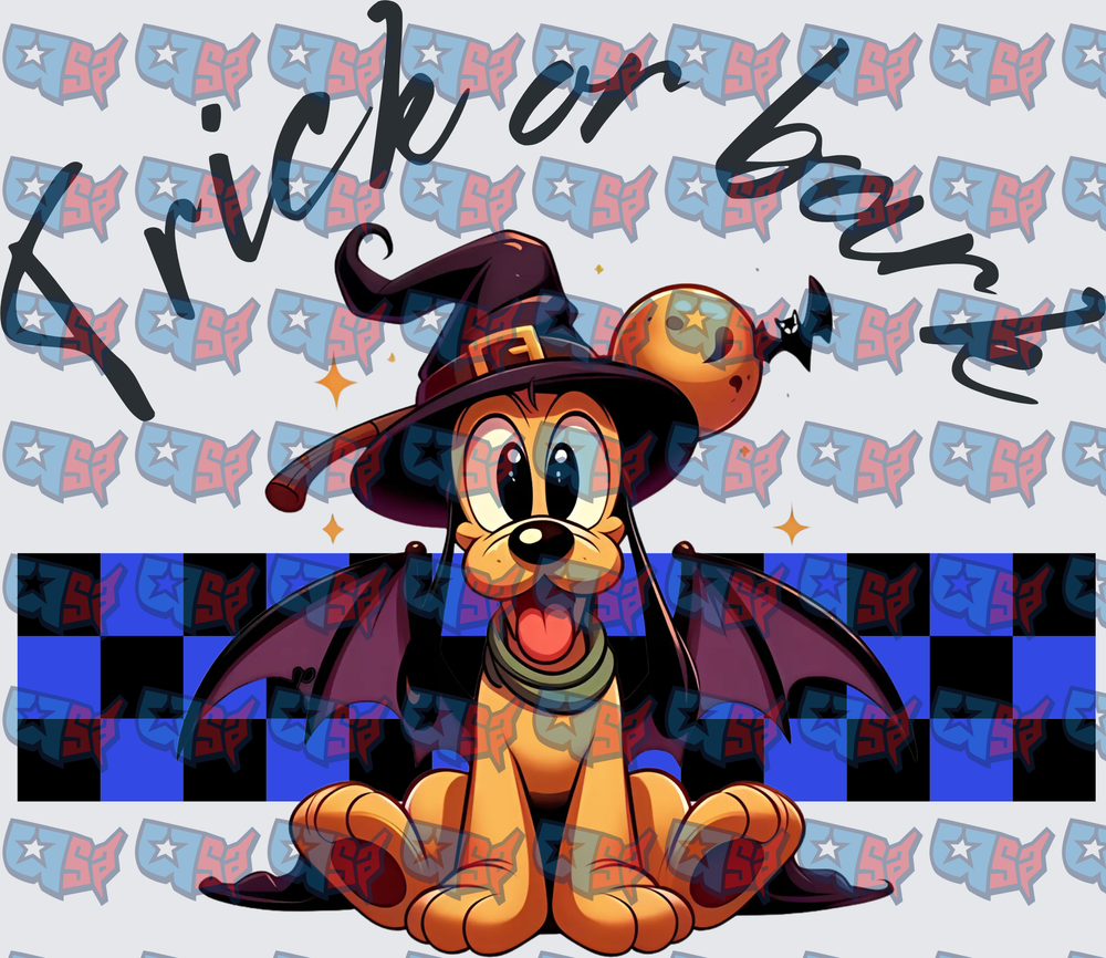 Trick Or Treat Halloween Dog Witch Bat Checkered (DTF)