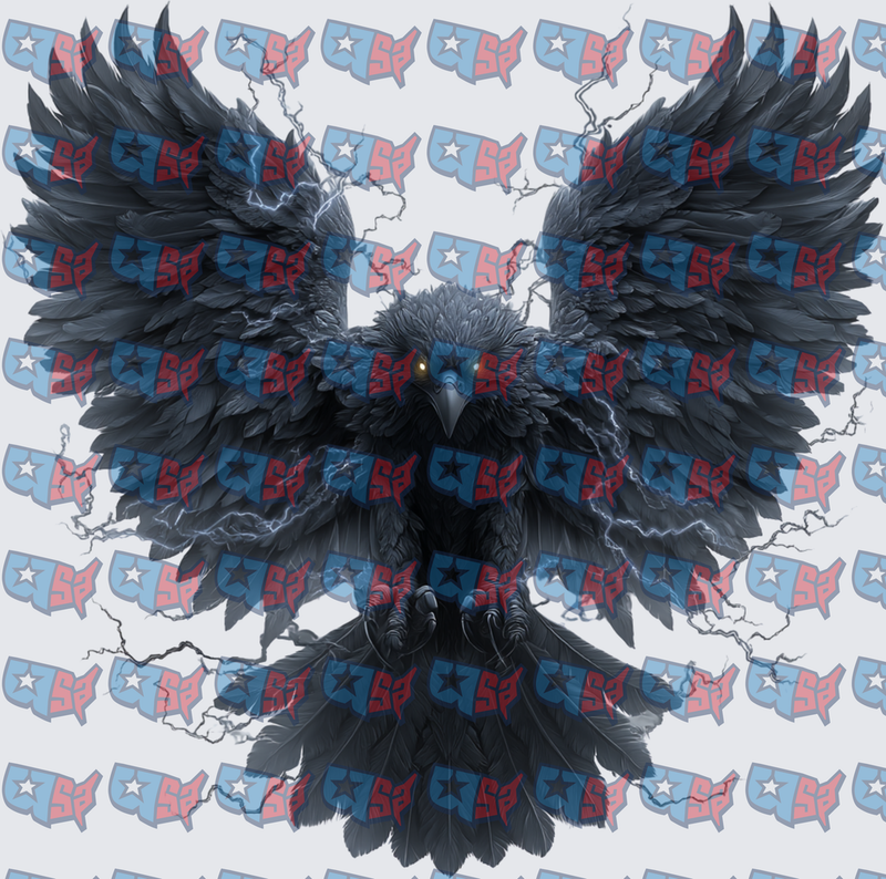 Dark Raven Spreading Wings With Lightning (DTF)
