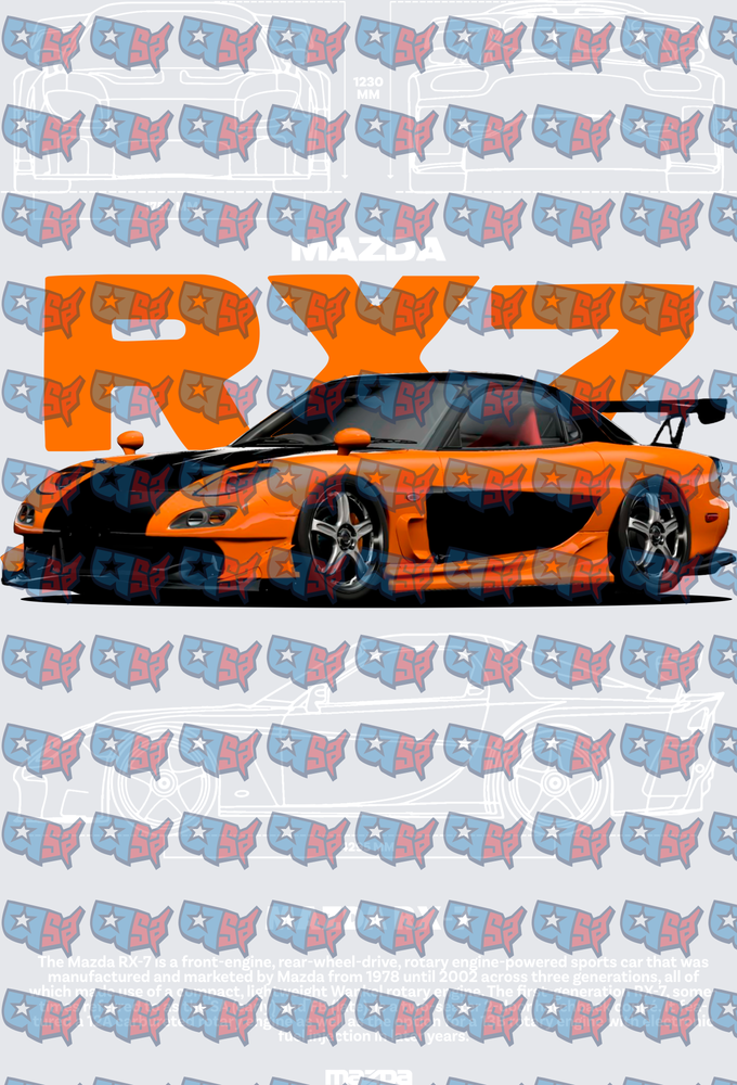 Orange JDM Rotary Sports Car Bold Graphic (DTF)