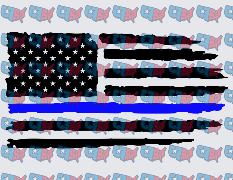 Distressed Thin Blue Line American Flag (DTF)