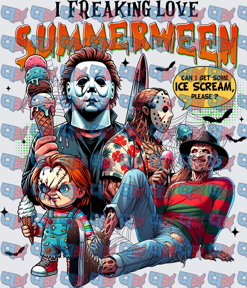 I Freaking Love Summerween Horror Icons Ice Scream (DTF)