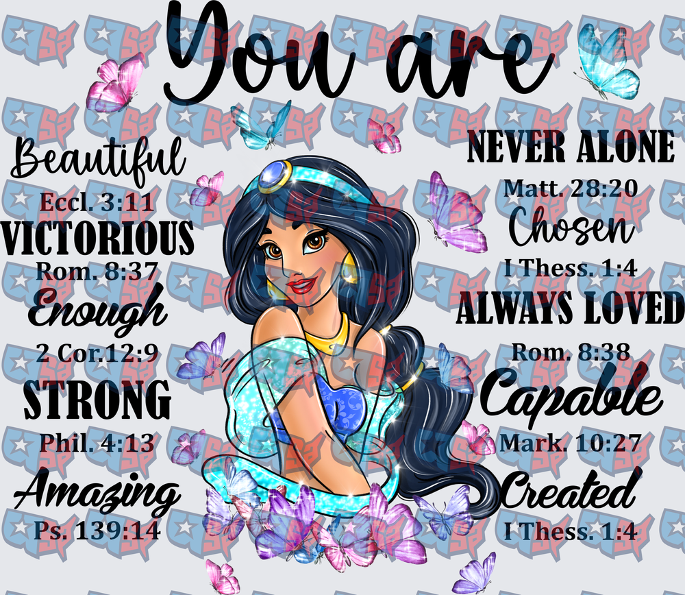 Arabian Princess You Are Bible Verse Butterflies (DTF)