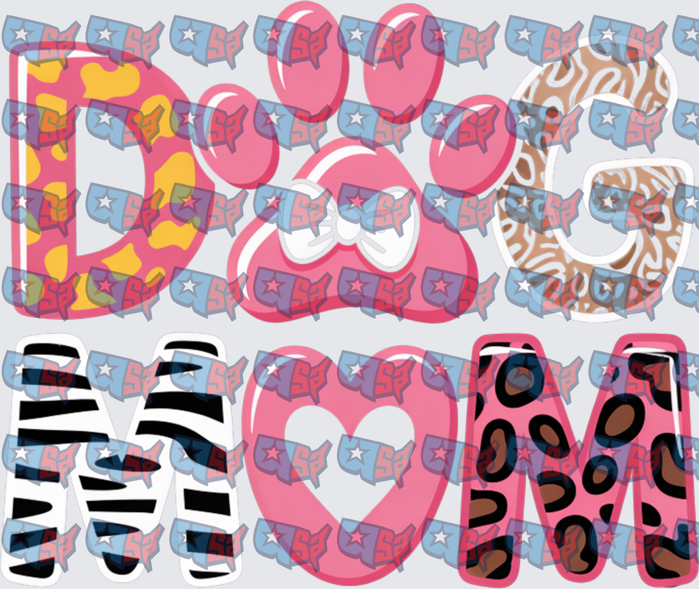 Dog Mom Paw Print Mixed Animal Print Letters (DTF)