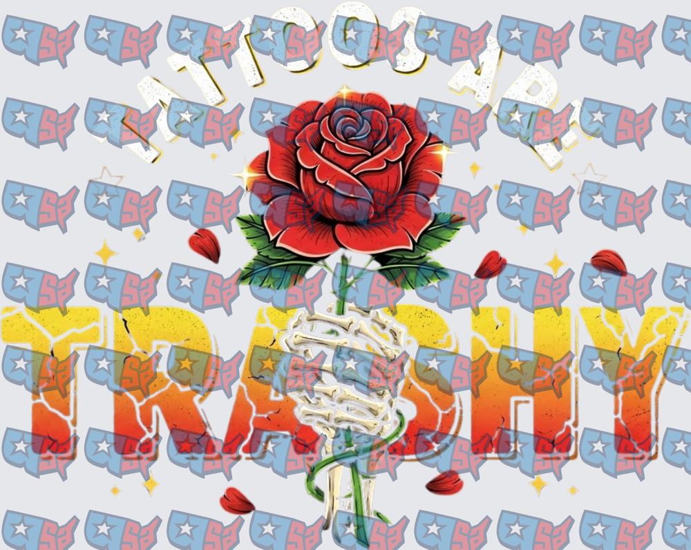 Tattooed Trashy Skeleton Hand Rose (DTF)