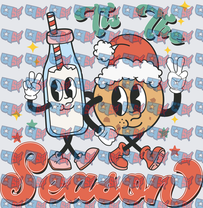 Tis The Season Retro Milk and Cookie Christmas Characters (DTF)