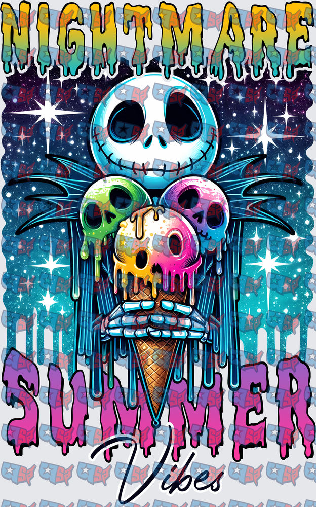 Nightmare Summer Vibes Skull Ice Cream Cone (DTF)